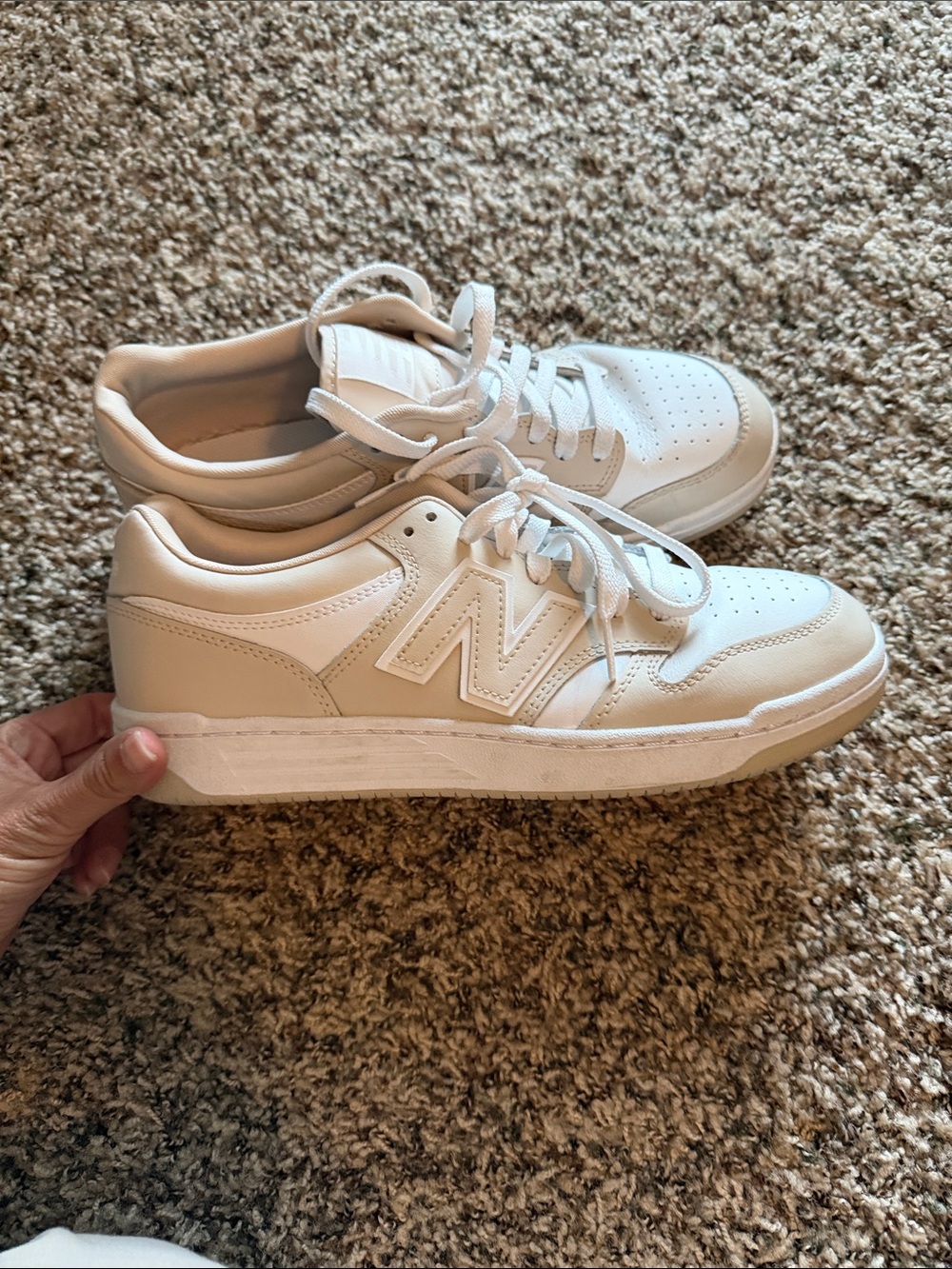 New Balance Women's Cream and White Low-Top Sneakers
